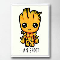 Постер на ПВХ "I am Groot" UkrPoster 2212570018 белая рамка 50х70 см, Land of Toys