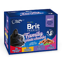 Влажный корм для кошек Brit Premium Cat Family Plate pouches 1200 г (ассорти из 4 вкусов Семейная тарелка) g