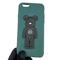 Чехол для Apple iPhone 6S детский с мишкой на айфон 6с тёмно-зелёный