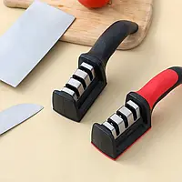 Ручна ножеточка для 3-ступінчастого заточування ножів SHARPENER Ножеточка механічна кухонна Точило для ножів і ножиць ручне точило