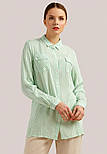 Літня блузка в смужку Finn Flare S19-140116-513 зелена M, фото 3