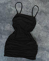 Женское короткое платье мини в обтяжку на брительках черное красное белое креп дайвинг