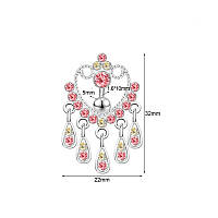 Серьга для пирсинга пупка Ажурное Сердце с розовыми фианитами Liresmina Jewelry нержавеющая сталь