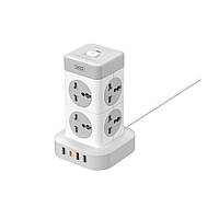 Сетевой Удлинитель XO WL21 Tower Shaped 8AC socket+3USB-A+1USB-C 2m Цвет Белый g