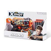 Скорострельный бластер Skins Flux Game Over X-SHOT 36516E (8 патронов), Land of Toys