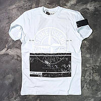 Stone Island Premium Edition футболка белая мужская модная стильная Стоун Айленд Коттон 009
