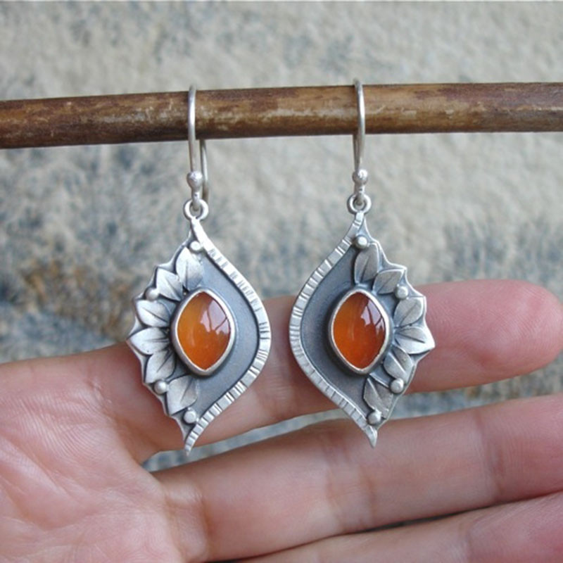 Сережки Liresmina Jewelry сережки у вигляді Квітки в стилі Бохо з жовтим фіанітом 4.2 см сріблясті, фото 1