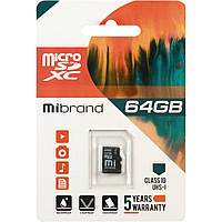 Карта Пам'яті Mibrand MicroSDXC 64gb UHS-1 10 Class Колір Чорний g