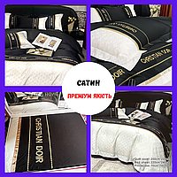 Постельное белье сатин евро размер Комплект постельного белья с вышивкой диор Постельное белье из сатина Черный