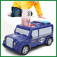Сейф дитячий Машина поліції 589-13B, інтерактивна електронна скарбничка сейф з відбитком пальця і паролем g