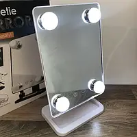 Зеркало с LED подсветкой прямоугольное HH083 360° WO-13 Косметическое для макияжа с вращением на батарейках d