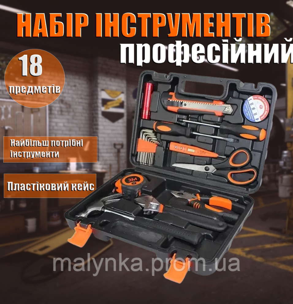 Набор профессиональных инструментов 18 предметов 003-4 Комплект для мастера g - фото 1 - id-p2207650199