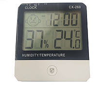 Цифровий термо-гігрометр CX-260 з годинником та будильником (температура від -50°C до +70°C; вологість 10% до 99%)