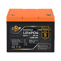 Аккумулятор LP LiFePO4 25,6V - 50 Ah (1280Wh) (BMS 80A/50А) пластик Smart BT g