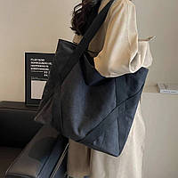 Сумка шоппер женская из плотного текстиля (канвас) TXT 26617 черная