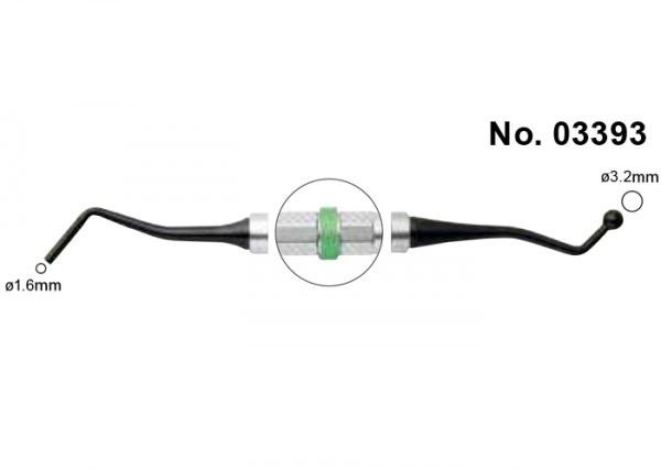 Гладилка TMDU2 #3 для композитів двостороння зелена ручка діаметр 1,6-3,2 мм, фото 1