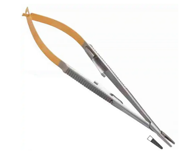 Голкотримач Castroviejo 140 мм прямий з Т/С накладками від 5 до 6-0, від 0,33 до 0,38 мм, фото 1