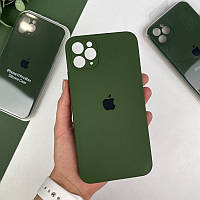 Силиконовый чехол с квадратными бортами на iPhone 11 Pro Max Dark green (54)