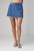 Джинсовая юбка-шорты на запах - синий цвет, 28р (есть размеры)