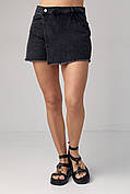 Джинсовая юбка-шорты на запах - черный цвет, 28р (есть размеры)