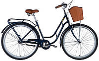 Велосипед сталь 28 Dorozhnik RETRO Velosteel рама-19» синий с багажником задн St с корзиной Pl с крылом St 202