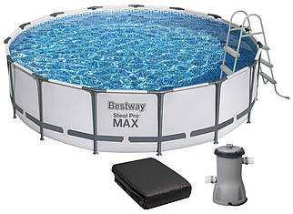 Каркасний басейн Bestway 56488 (457х107 см) з картриджним фільтром, тентом і драбиною