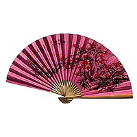 Веер настенный "Сакура на розовом фоне" ткань (90х5,8х 157 см)