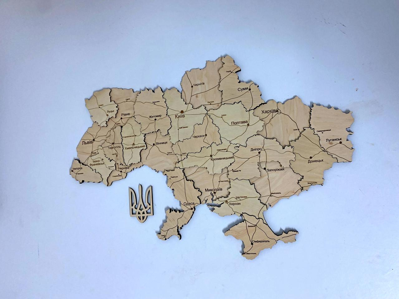 Деревянная Многослойная карта Украины "Класична" Simpl, 70×47 см - фото 2 - id-p2207674861