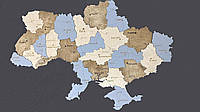 Деревянная Многослойная карта Украины "Кам'яний ліс" Simpl 100×65 см