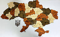 Деревянная Многослойная карта Украины "Брауні" Travel, 70×47 см