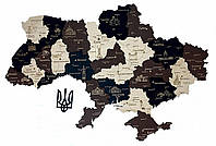 Деревянная Многослойная карта Украины "Латте макиато" Travel 100×65 см