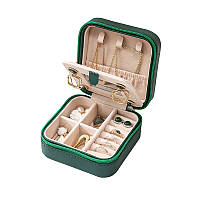Шкатулка Casegrace SP-01250 для украшений и ювелирных изделий портативная c зеркалом 10*10*5 см Green