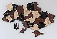 Деревянная многослойная карта Украины "Латте макиато" Standart, 70×47 см