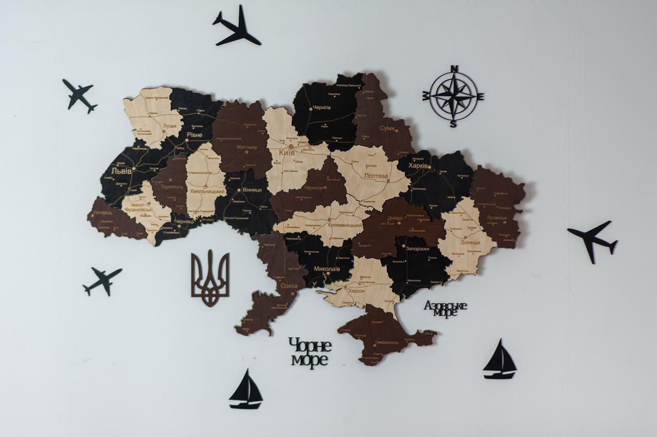 Деревянная многослойная карта Украины "Латте макиато" Standart, 70×47 см - фото 7 - id-p2207674913