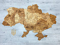 Деревянная Многослойная карта Украины "Каштан" Travel, 70×47 см