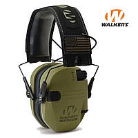 Активные наушники Walker's Razor Slim Patriot Original с патчами (Оливковый) SSA