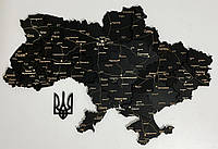 Деревянная Многослойная карта Украины "Чорной шоколад" Standart, 70×47 см