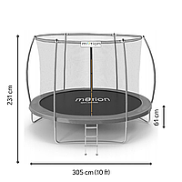 Батут Jumi Motion Sport Line Premium 10ft (305см) с внутренней сеткой серый g