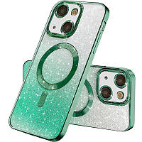 TPU чехол Delight case with MagSafe с защитными линзами на камеру для Apple iPhone 15 (6.1") Зеленый / Emerald