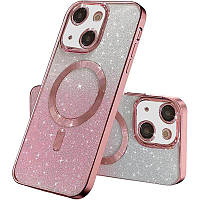 TPU чехол Delight case with MagSafe с защитными линзами на камеру для Apple iPhone 15 (6.1") Розовый / Rose