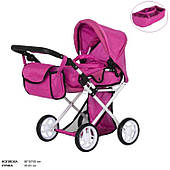 Коляска для ляльки CARRELLO UNICO 9346 HOT PINK з сумкою метал.кор.45*15*36,5 /1/