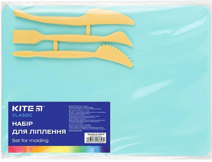 Дошка для пластиліну 180х250мм+3 стеки, м'ята
