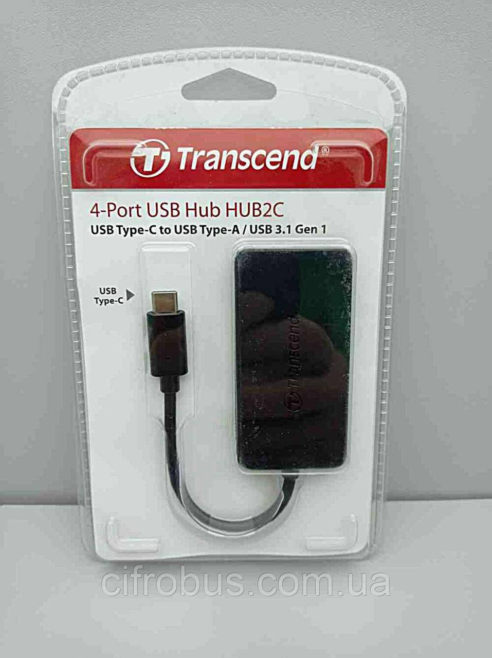 USB-концентратори з кардридером Б/У Transcend 4-Port USB 3.1 Type-C Black (TS-HUB2C)