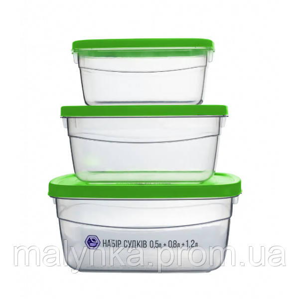Набір контейнерів харчових Stenson NP-95з 3 предмети зелений g
