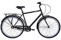 ТОП! Велосипед сталь 28" Dorozhnik COMFORT MALE Планетарная рама-22" черный (матовый) с багажником задн St с