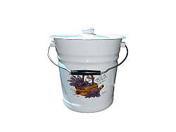 Відро ем. 12л /2 конічне з піддоном та кришкою Кошик лаванди (біла) I1324/2 ТМ IDILIA Solmir