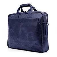 Мужская сумка для ноутбука 17" из натуральной кожи синяя TARWA RK-1019-4lx Отличное качество