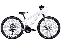 Велосипед алюминий 24» Discovery QUBE AM DD рама-11,5» бело-розовый (матовый) 2024