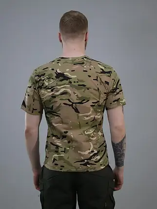 Військова футболка мультикам, бавовняна футболка мультикам, армійська футболка камуфляж, фото 2