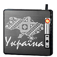 USB зажигалка карта Украины с футляром в подарочной упаковке US-649B